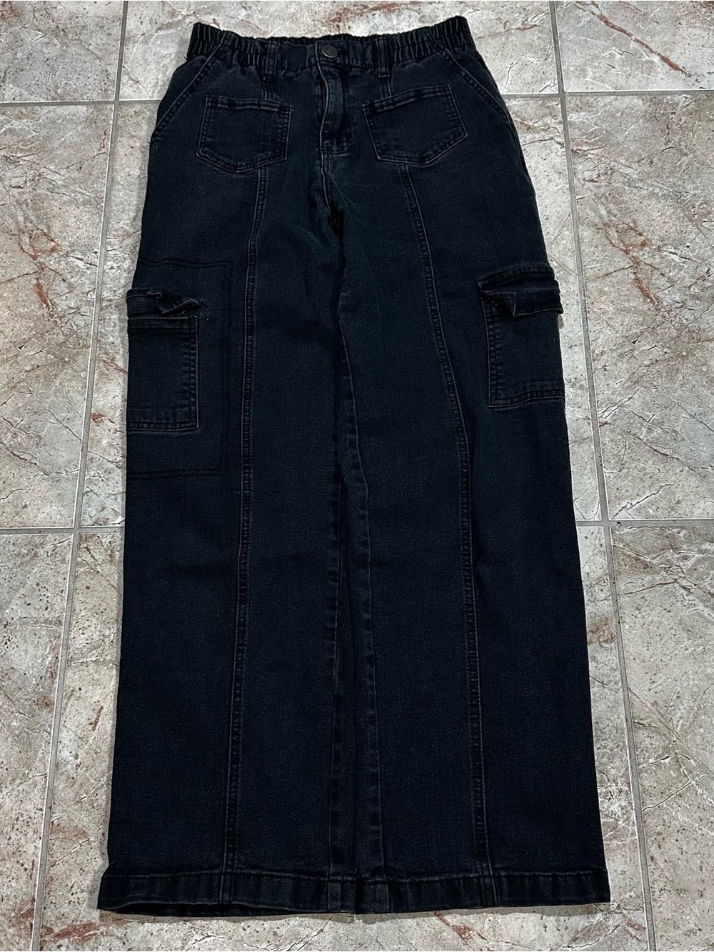 Vintage Madden NYC Wide Leg Black Cargo Jeans S